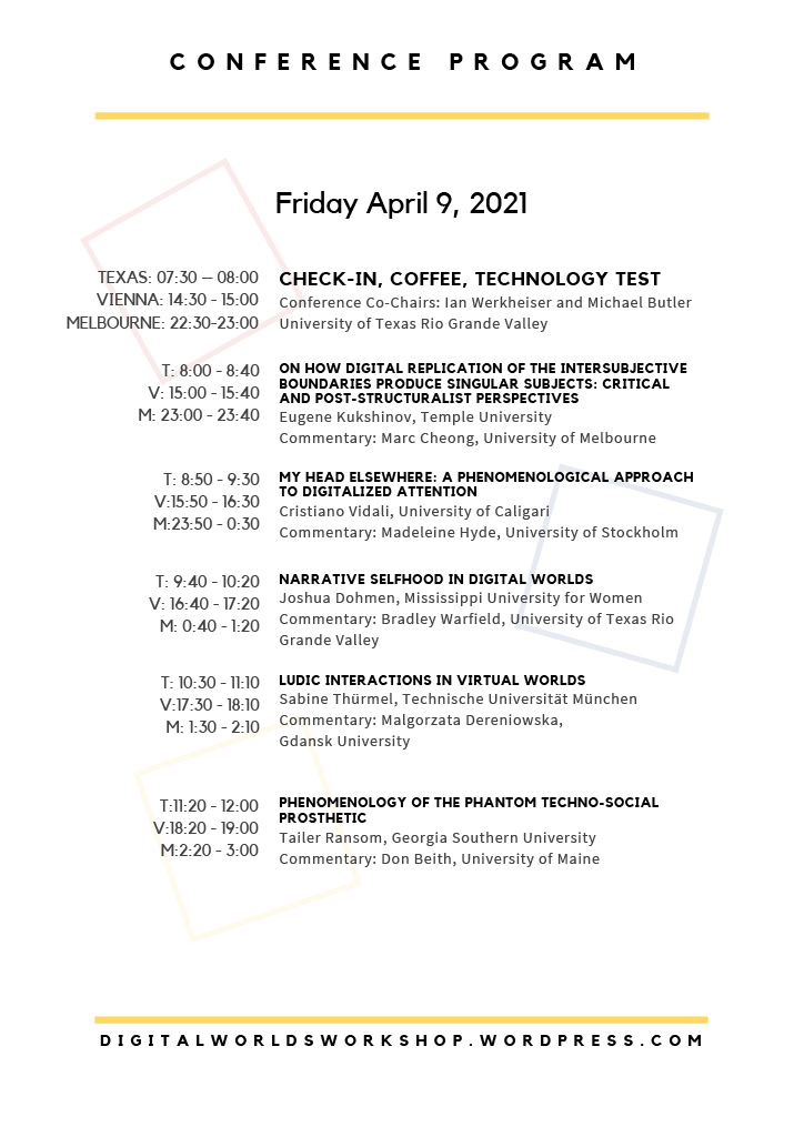 2021 Workshop Program Digital Worlds Workshop