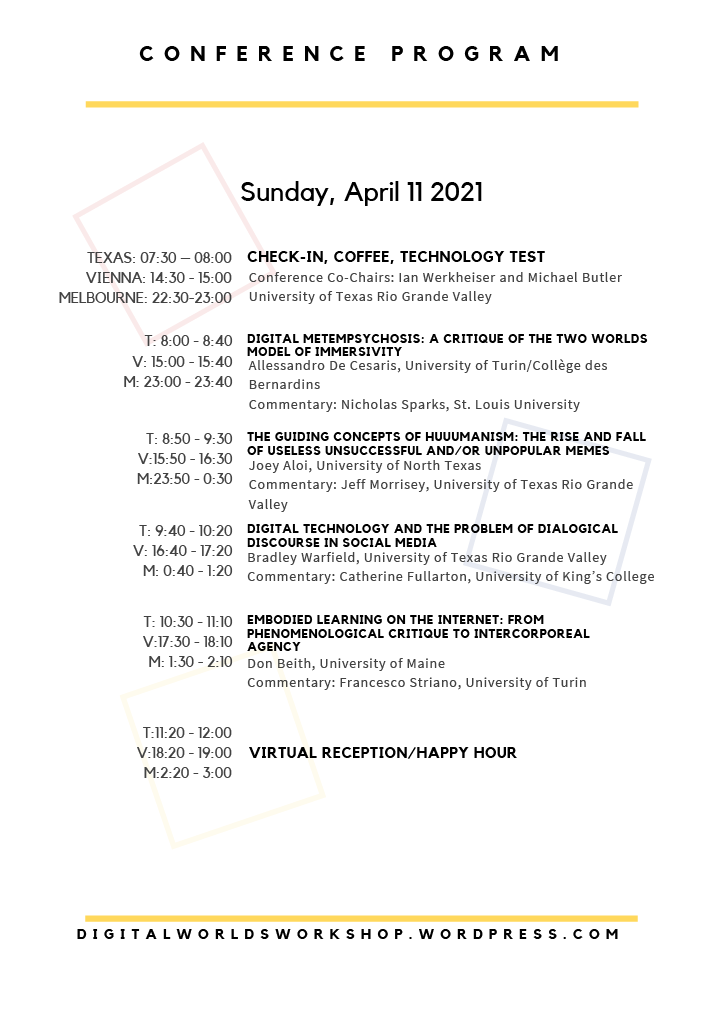 2021 Workshop Program Digital Worlds Workshop